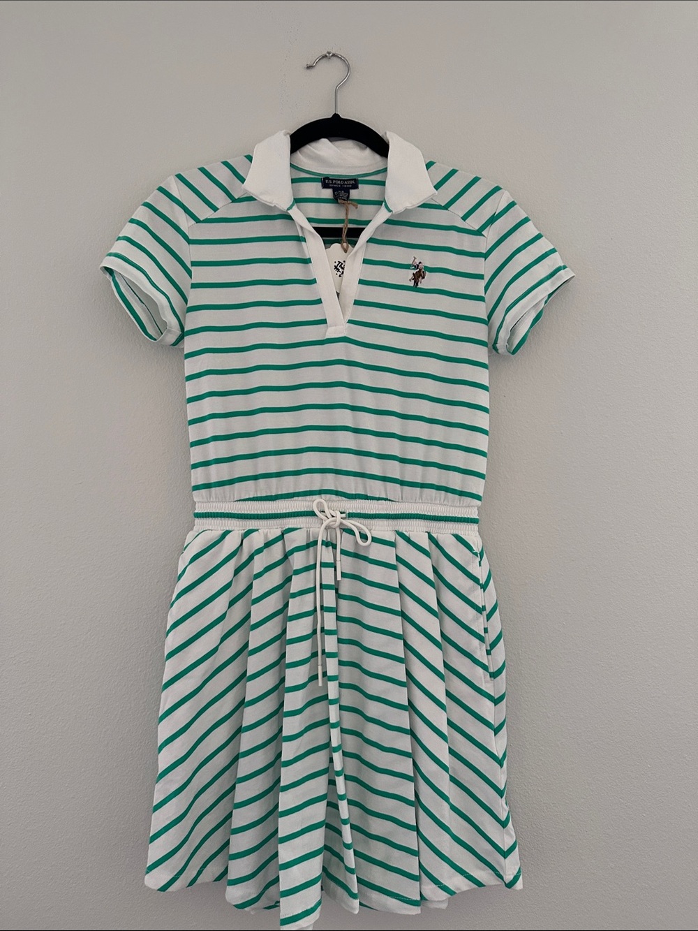 Ralph Lauren White and Teal Striped Polo Dress for Kids